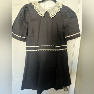 Black Dress with Cream Lace Trim